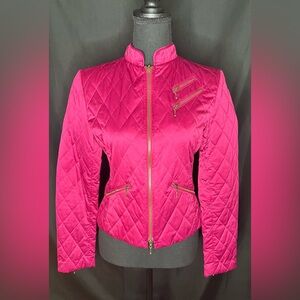 🤩 NEW ITEM! Express Women’s Pink Quilted Coat/Jacket with Gold Zippers